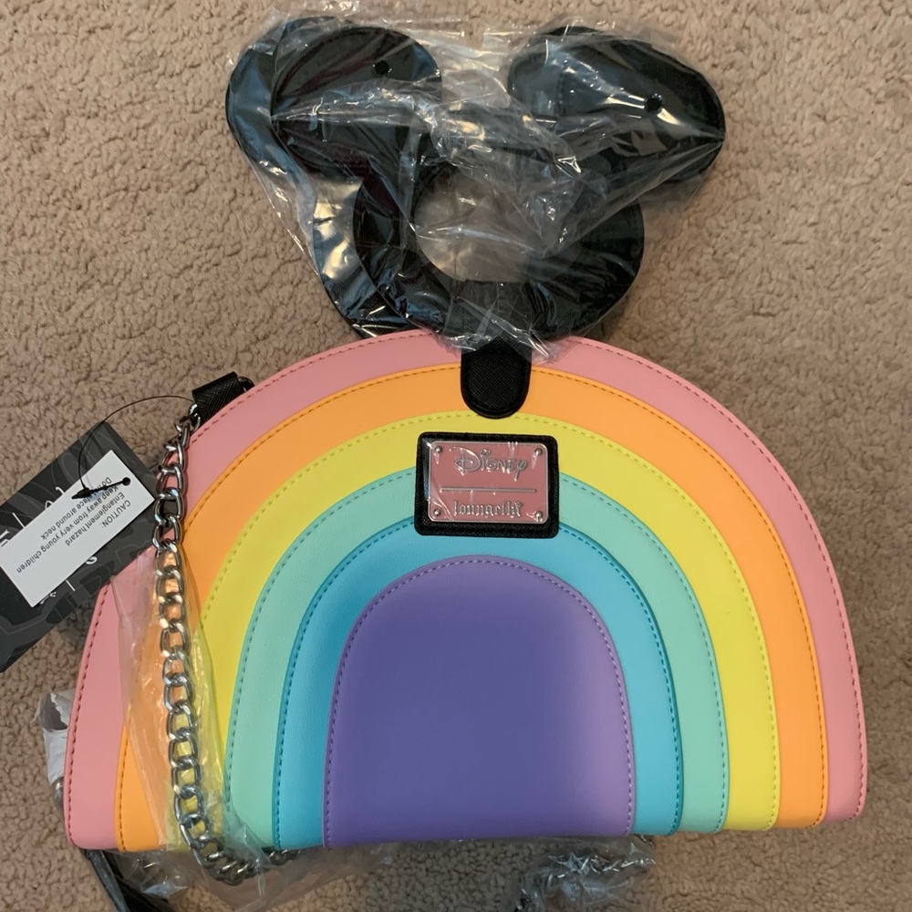 NWT Loungefly Disney Rainbow Mickey Pastel Purse